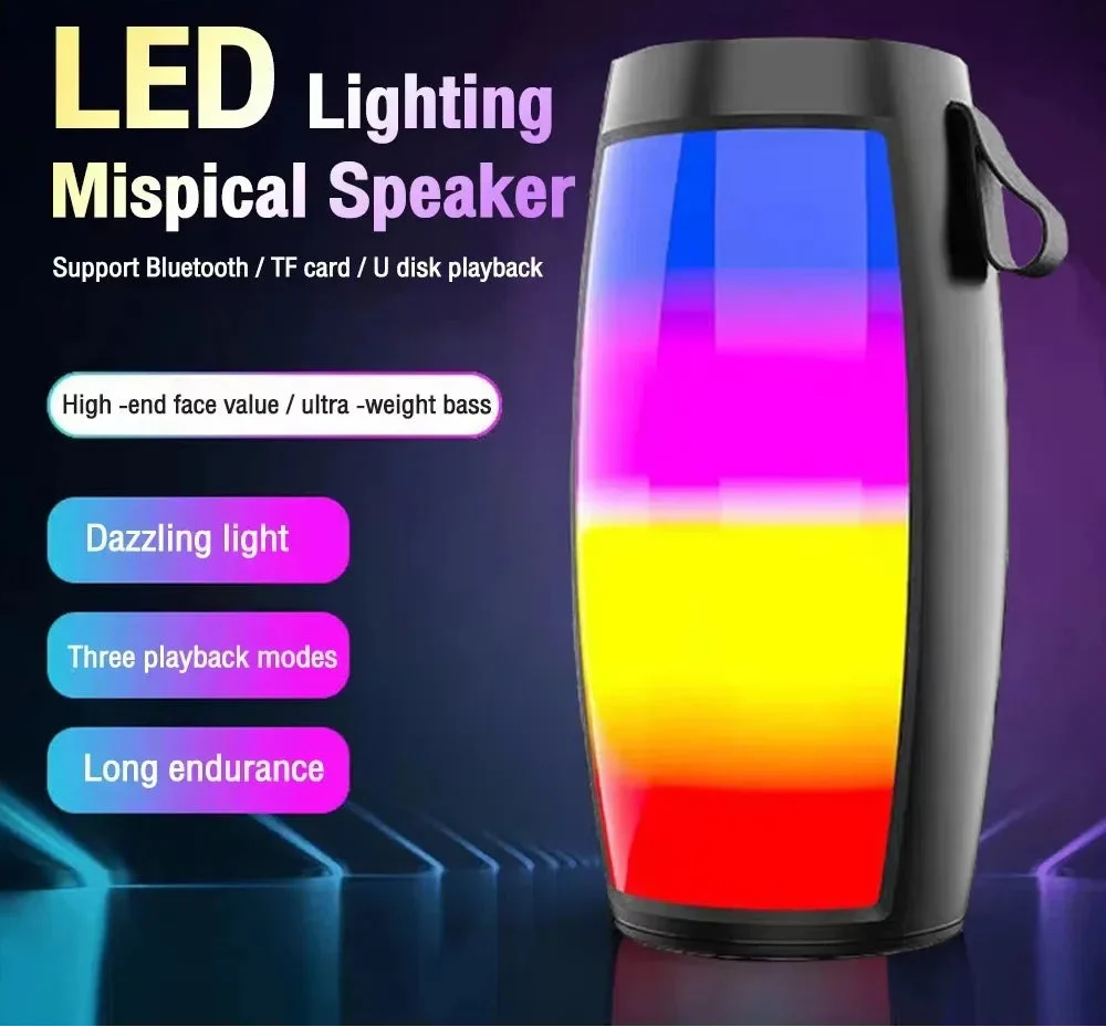 LED Lights Speaker with Powerful Bass Black