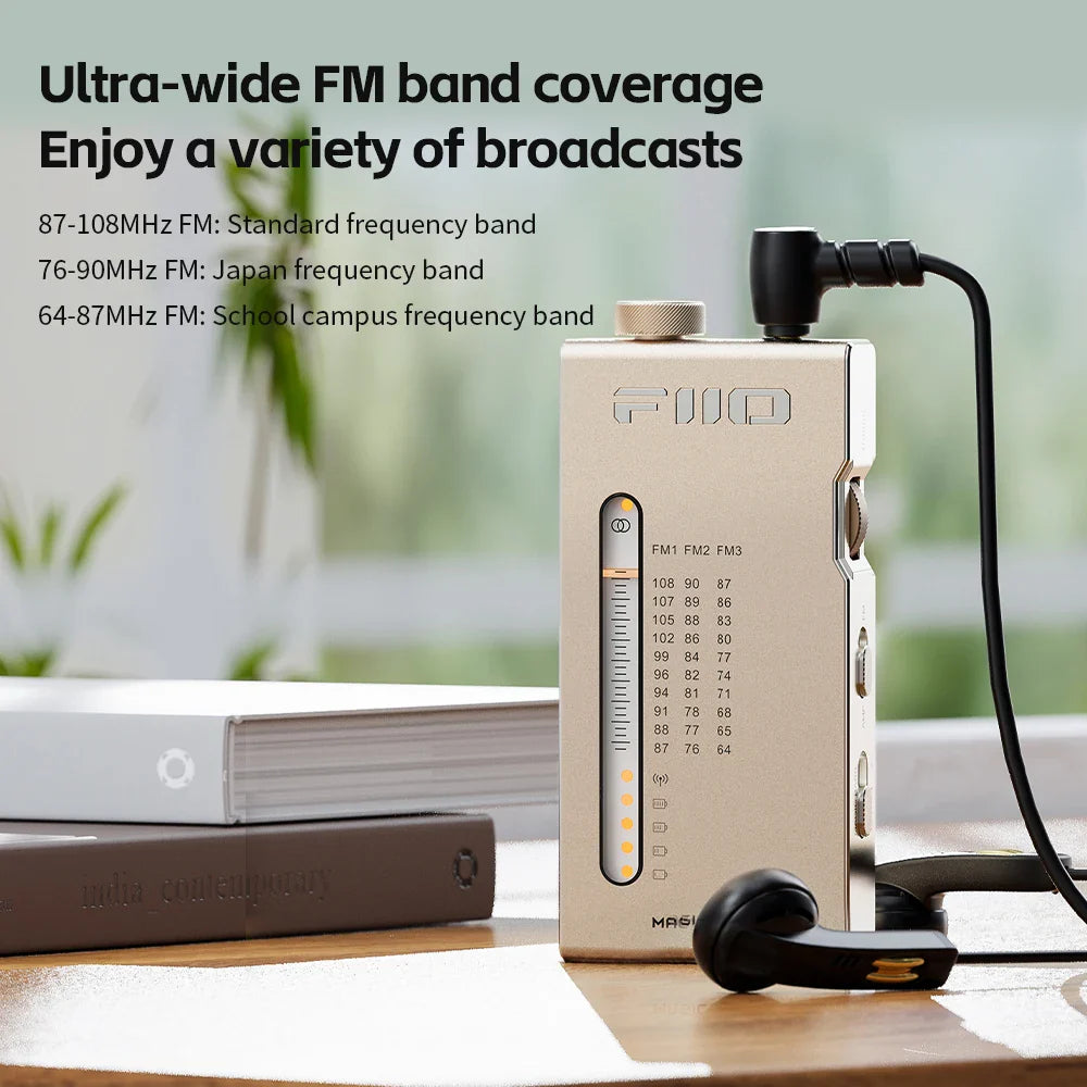 Portable HiFi FM Stereo Radio Receiver Gold