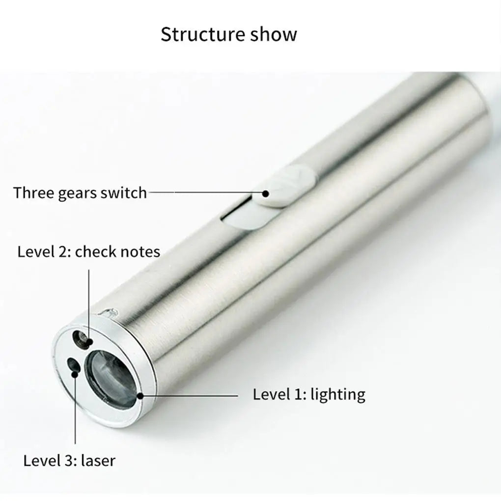 Mini Flashlight Pointer USB Rechargeable 3-in-1