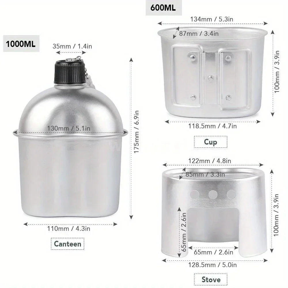 4-Piece Military Cookware Set Silver