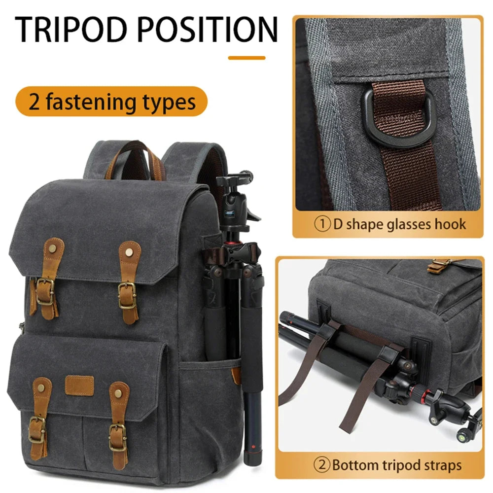 Photography Canvas Camera Backpack Gray