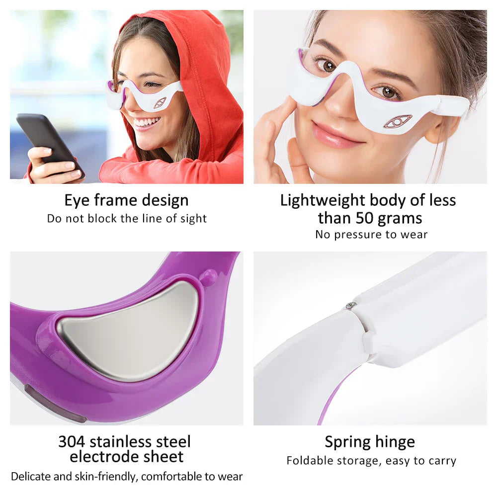 EMS Microcurrent Pulse Eye Massager with Heating Therapy for Fatigue Relief