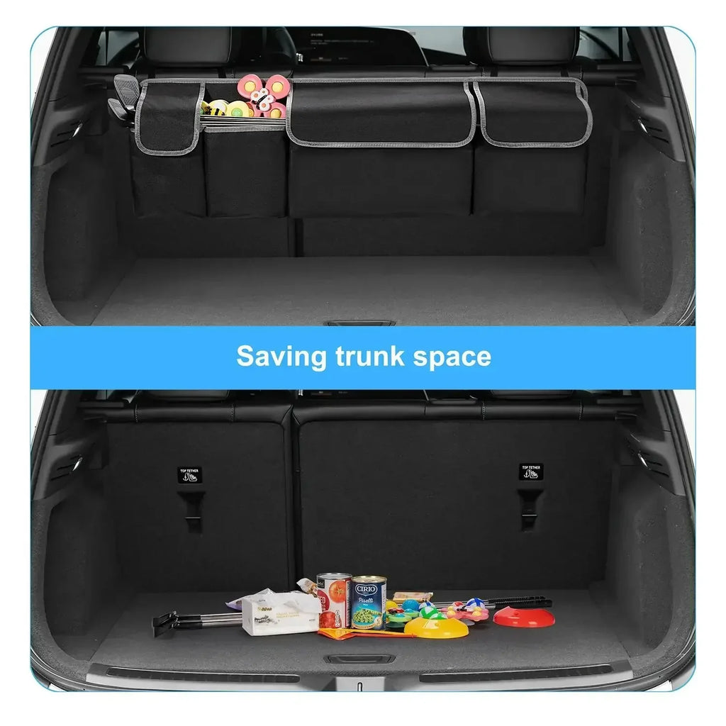 Car Trunk & Backseat Organizer High Capacity Multi Pocket Black