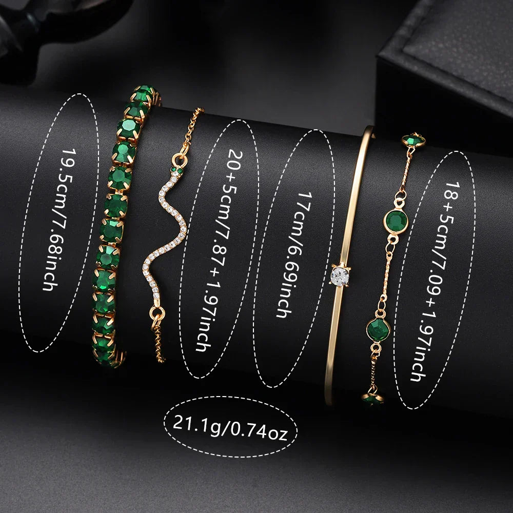 Green Women’s Quartz Watch Jewelry Gift Set