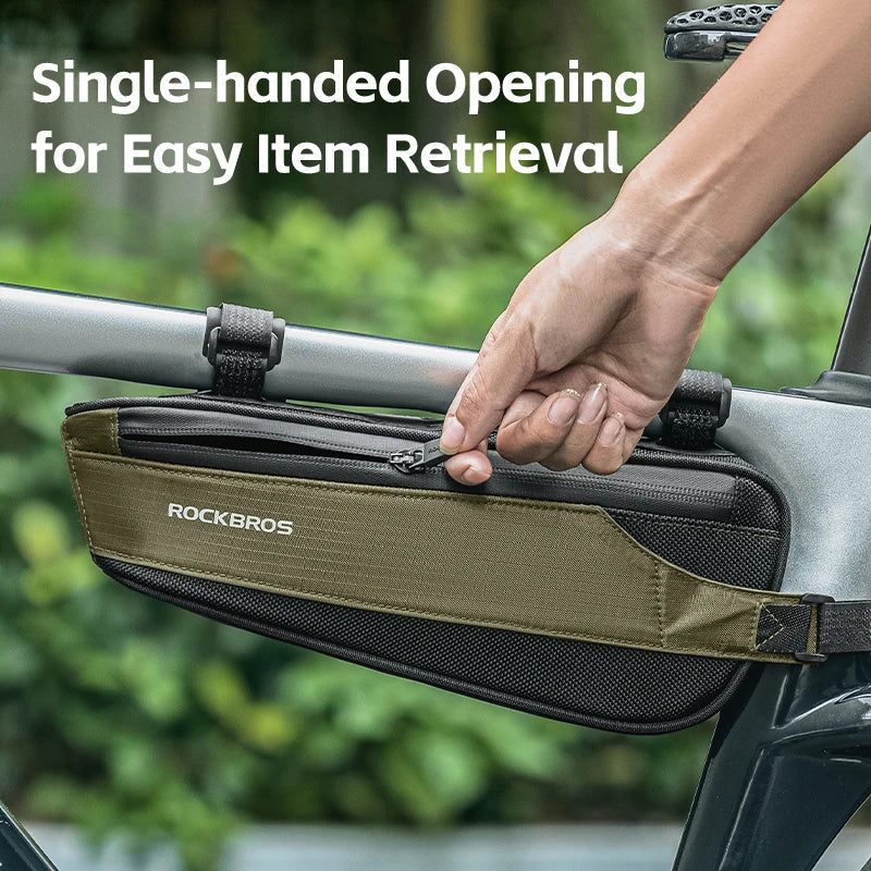 0.65L Ultralight Nylon Bike Top Tube Frame Bag Rainproof Green