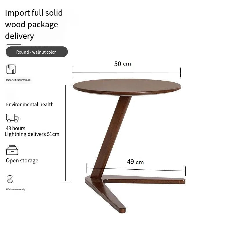 House Faction Solid Wood Edge Sofa Side Table - Walnut Finish