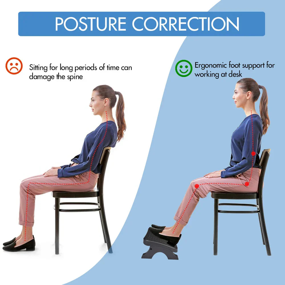 Ergonomic Under Desk Footrest with Massage Rollers