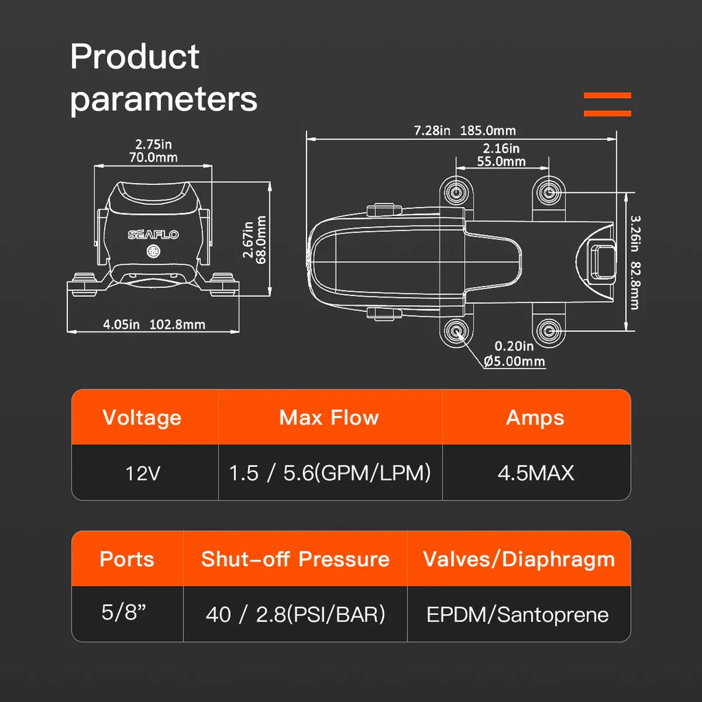 PSI Automatic Self-Priming Marine Water Diaphragm Pump