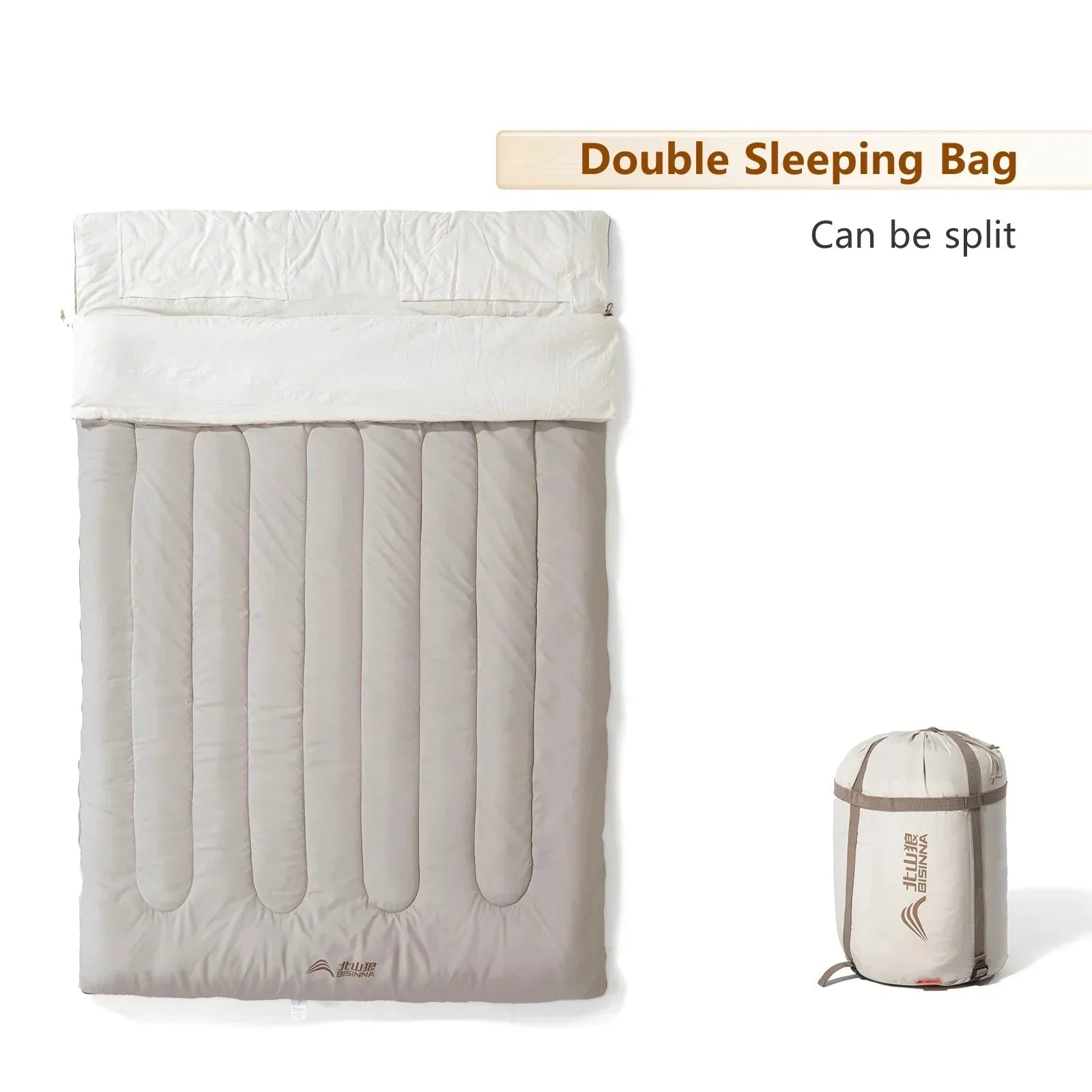 2-Person Detachable Camping Sleeping Bag 2.6kg Grey