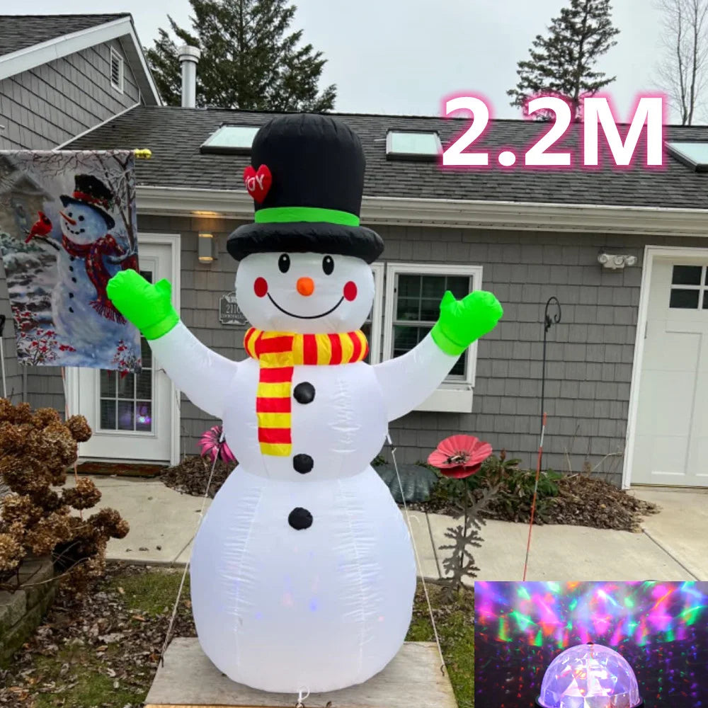 2.4m Rotating Snowman Inflatable Christmas Decoration with LED Lights