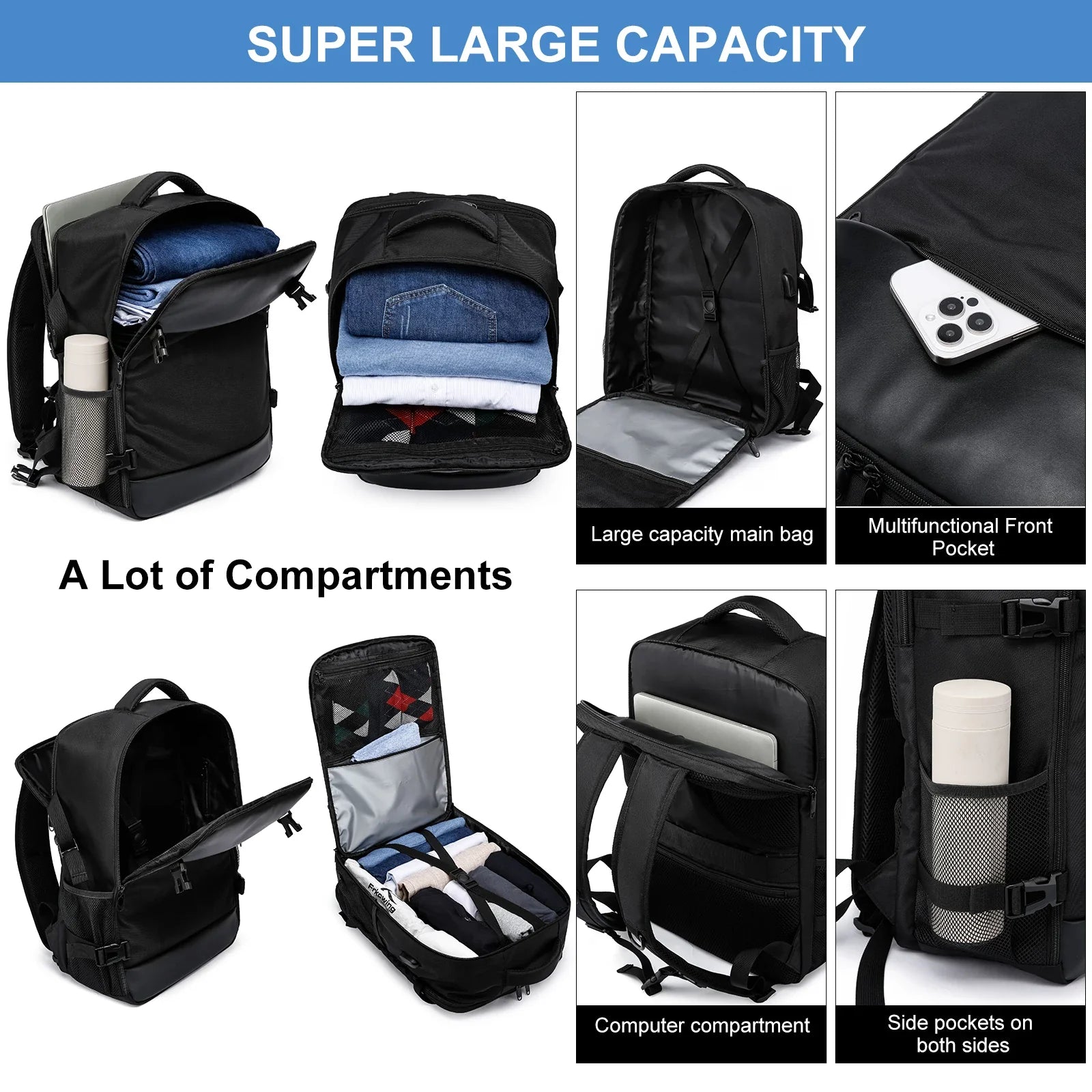 Laptop Backpack with Air Cushion Straps Black