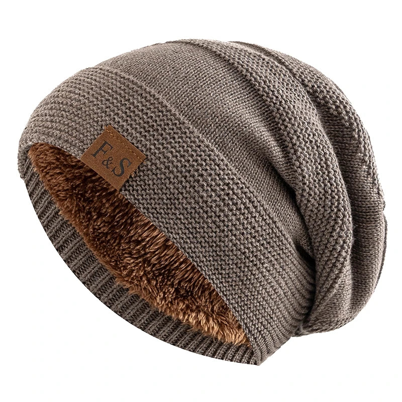 Unisex Fur-Lined Slouchy Winter Beanie Hat