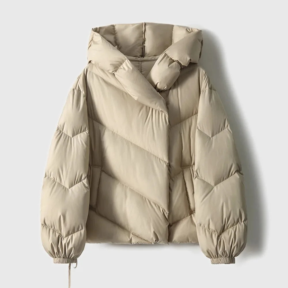 Women's Lightweight Duck Down Hooded Puffer Jacket