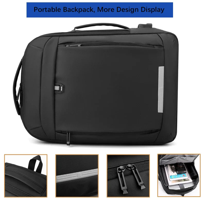 Leather Laptop Backpack Black