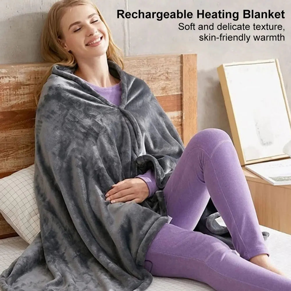 USB Heated Shawl Blanket – Electric Wearable Warming Blanket for Camping & Home