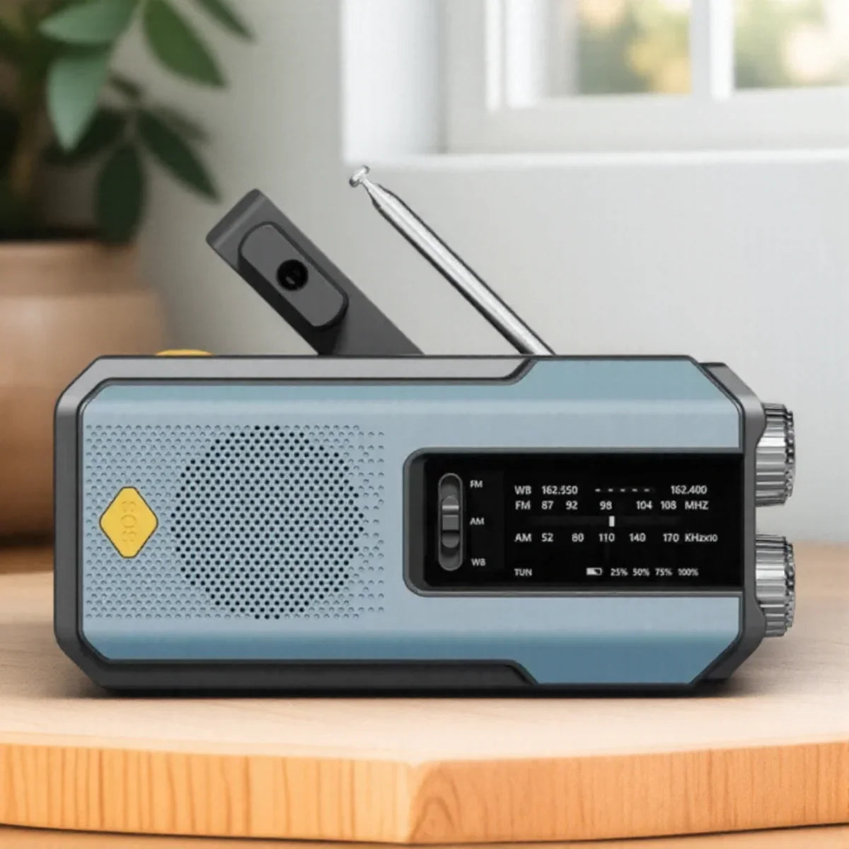 Solar Emergency Radio with LED Flashlight Blue
