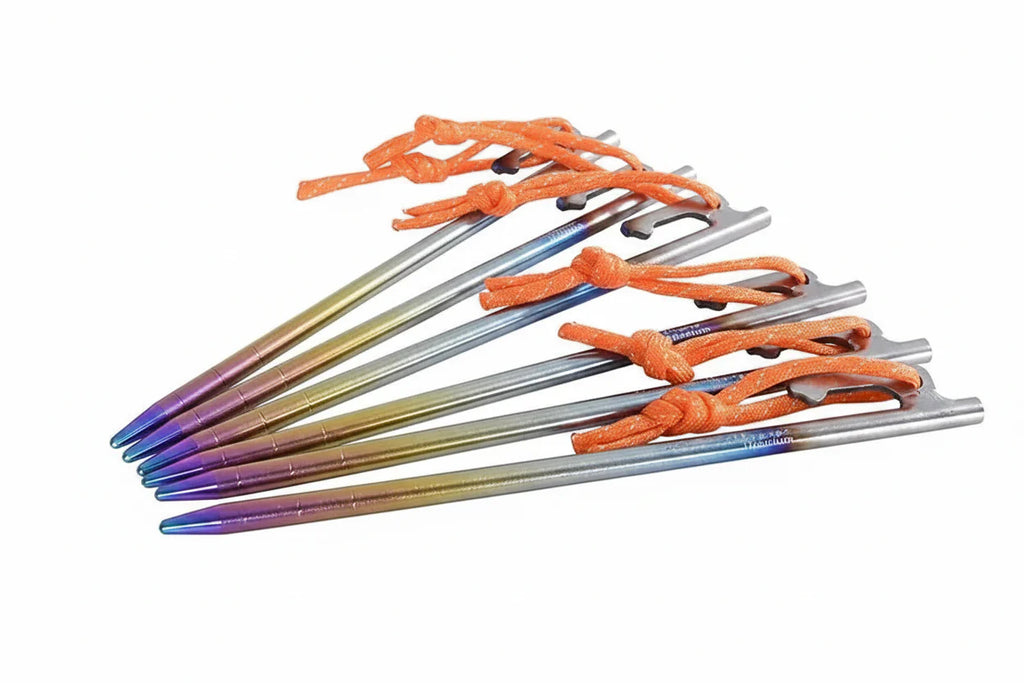 6-Piece Titanium Alloy Camping Tent Stakes Set
