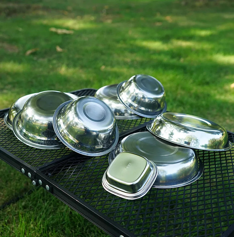 22-Piece Camping Tableware Set Silver