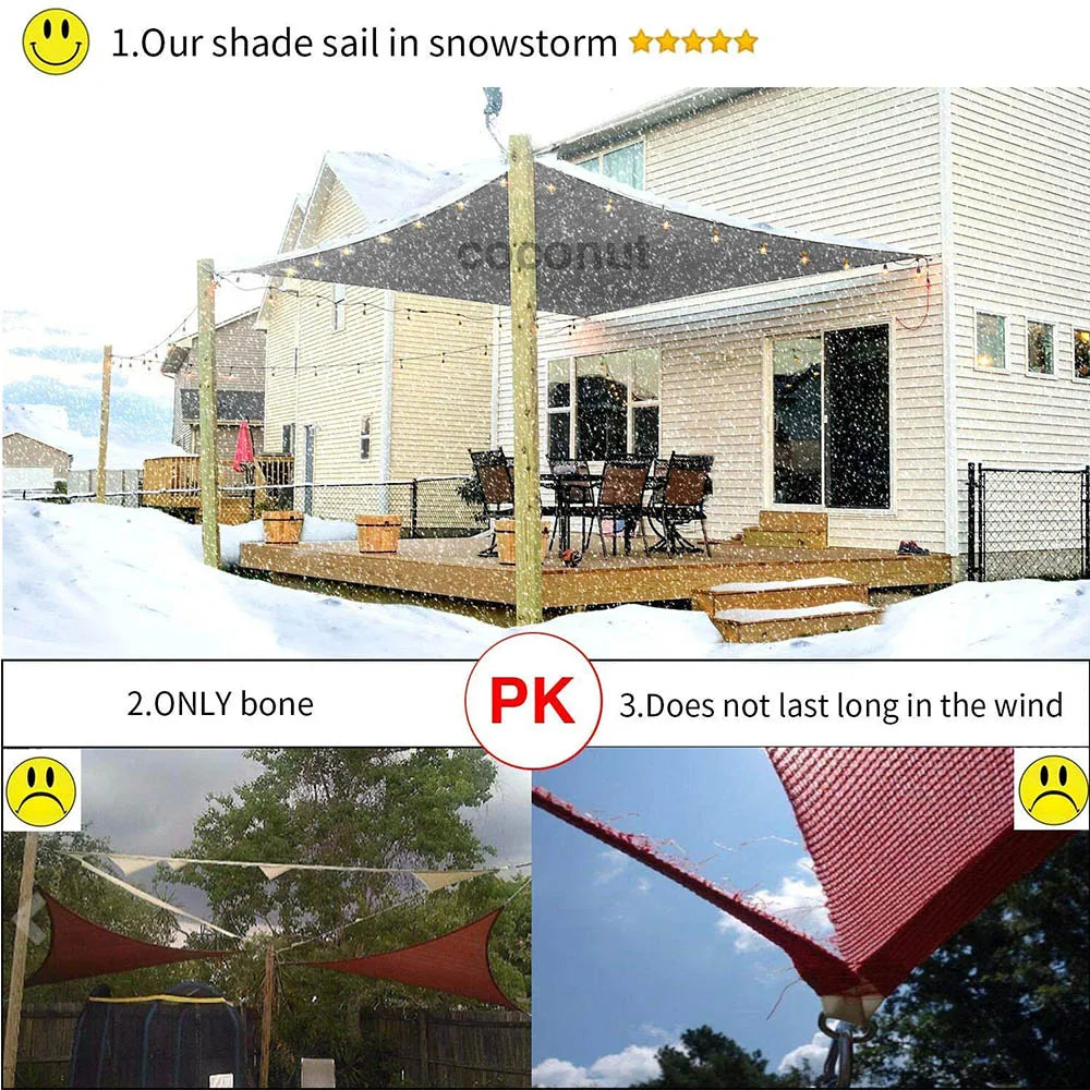 Waterproof Rectangle Sun Shade Sail Oxford Fabric Canopy Dark Gray