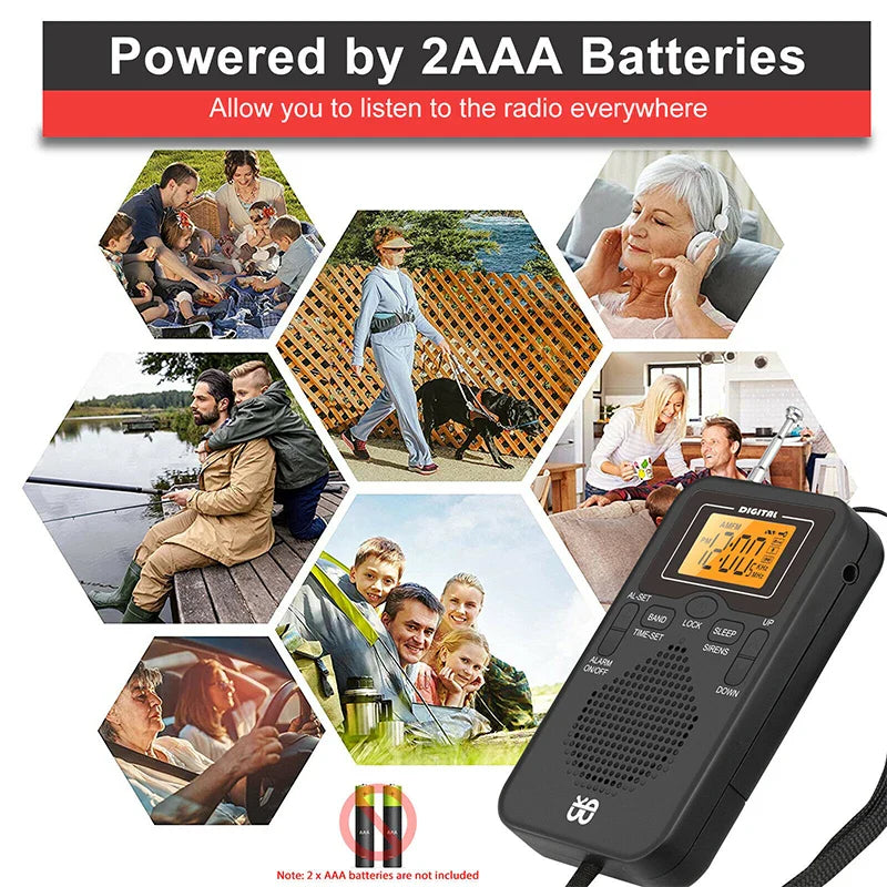 Mini Weather Pocket Radio Player Black