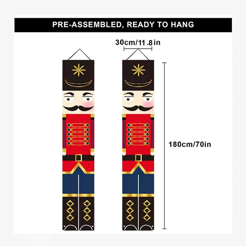 Nutcracker Soldier Merry Christmas Door Porch Banner - Festive 30 x 180cm