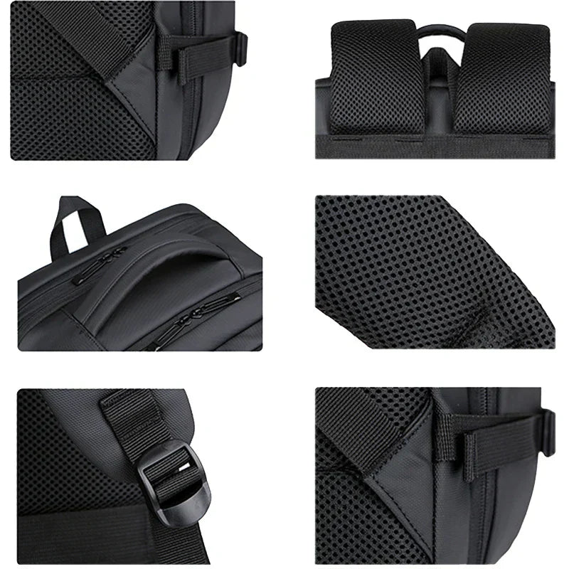 Expandable 17-Inch Laptop Backpack for Men 11 Pockets Black