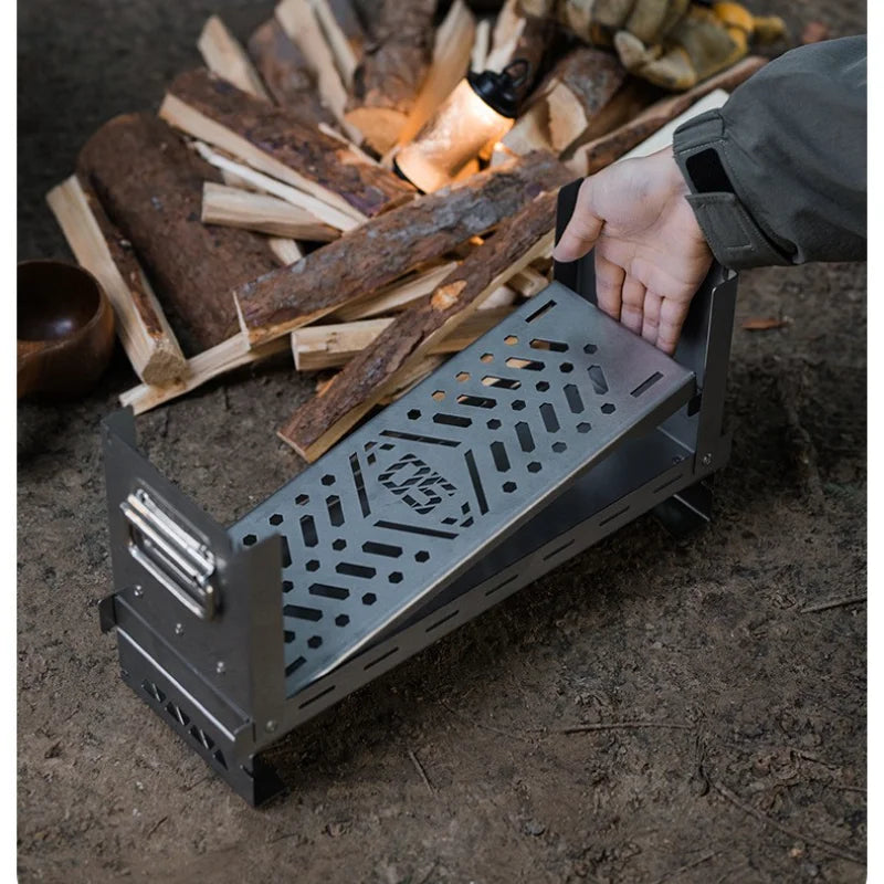 Foldable Secondary-Burn Camping Stove Silver