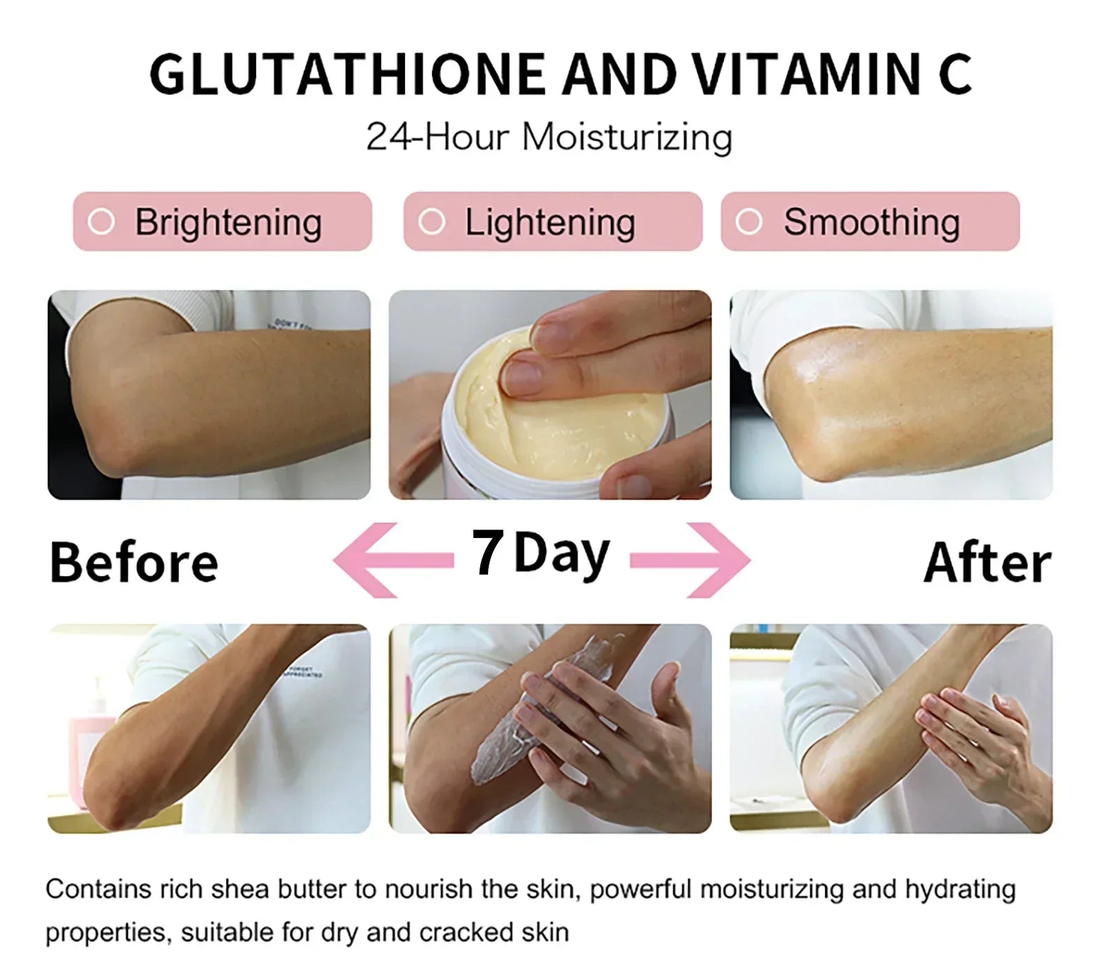 Whitening Black Spots Corrector, Body Skin Care Lotion, With Glutathion, Shea Butter, Collagen, Moisturizing Body Cream