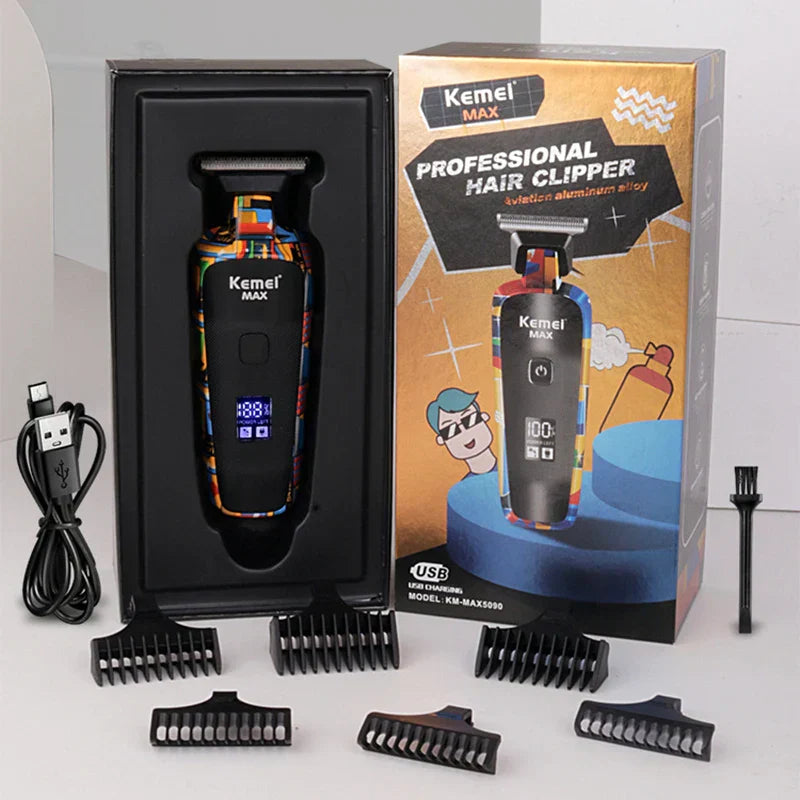 Hair Trimmer for Men 0mm T-Blade Electric Clipper Beard Razor Black