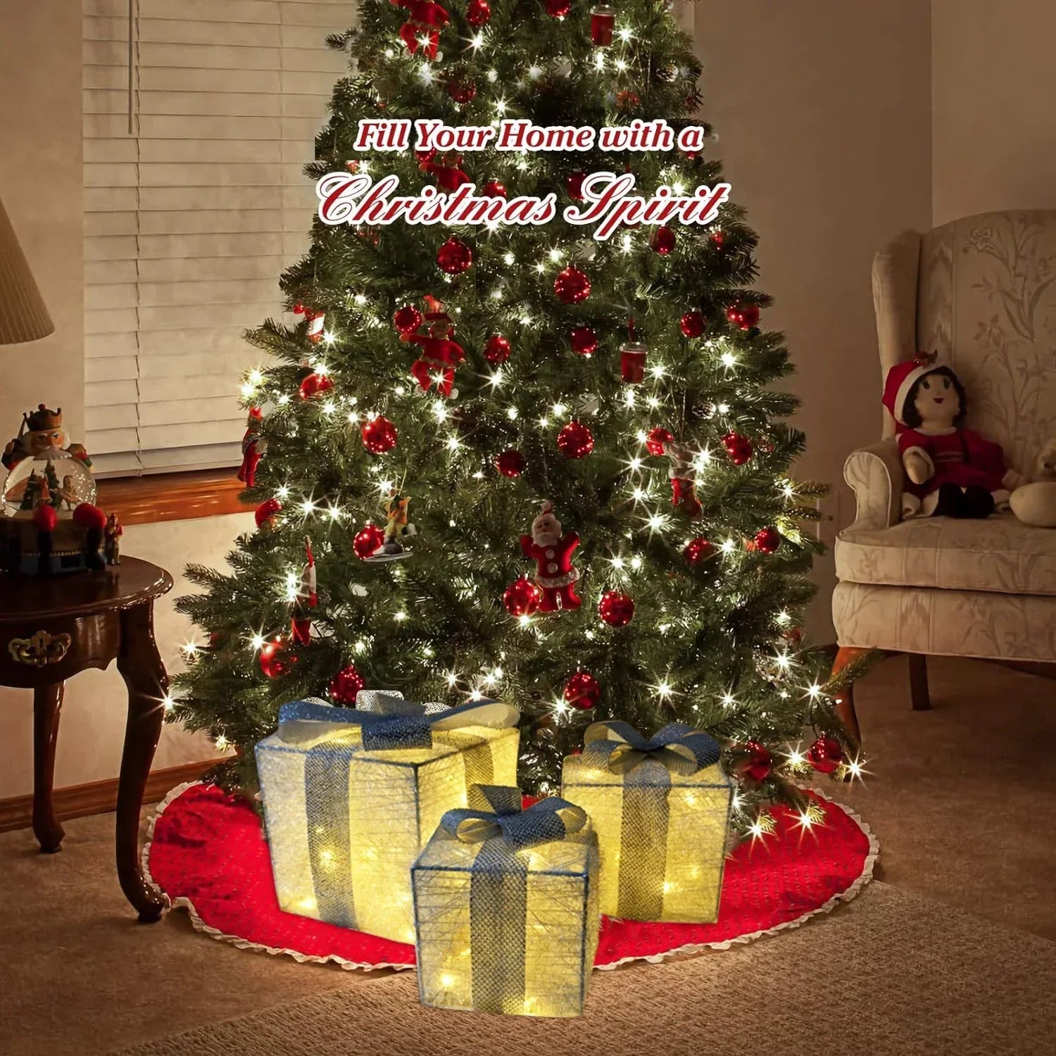 Set Of 3 Led Christmas Lighted Gift Boxes