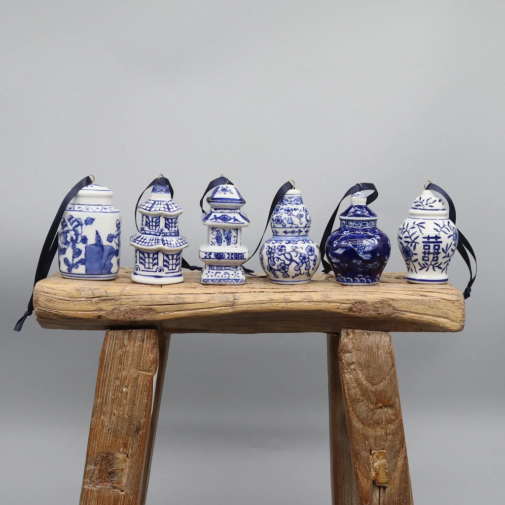 Set Of 6 Ceramic Hanging Ornaments