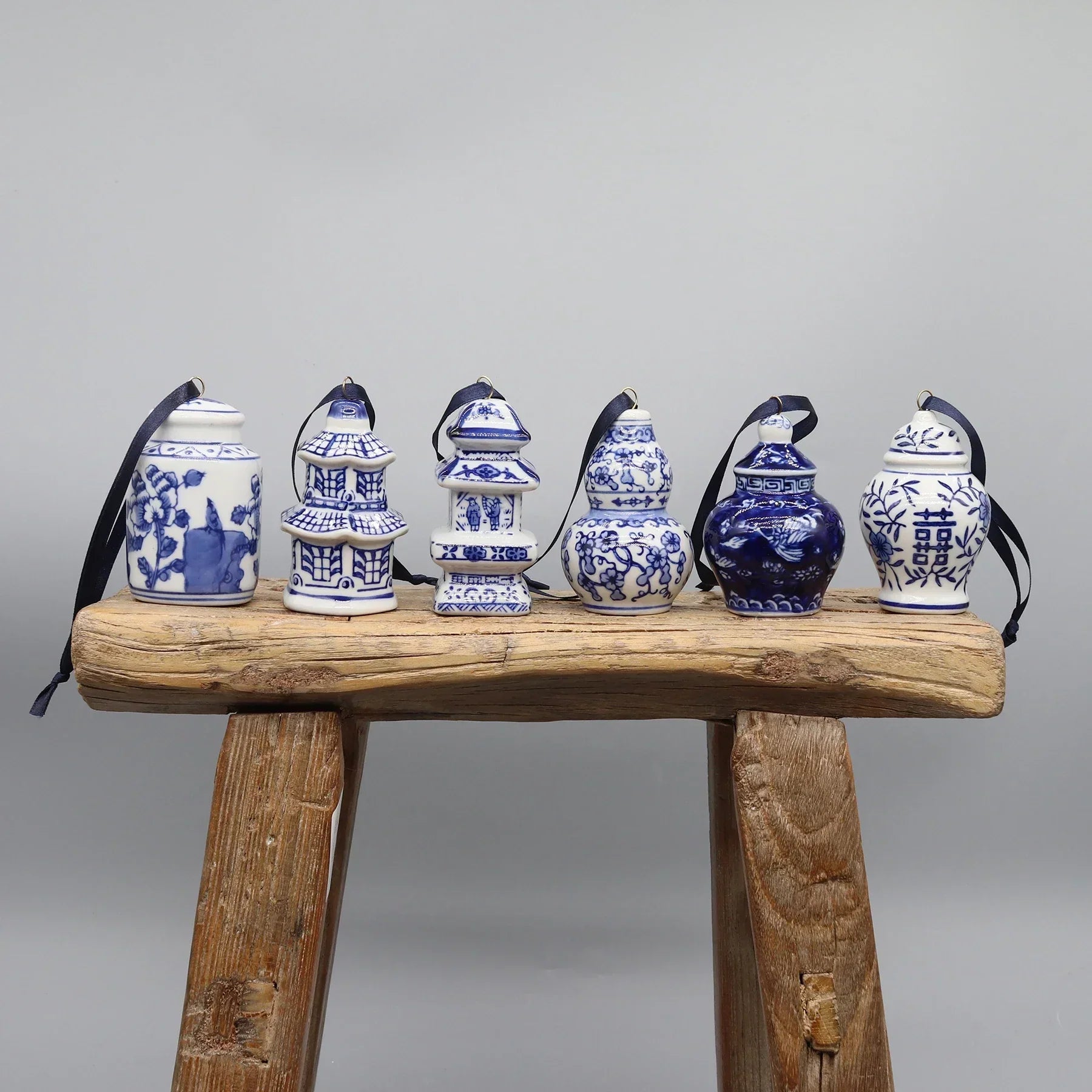 Set Of 6 Ceramic Hanging Ornaments