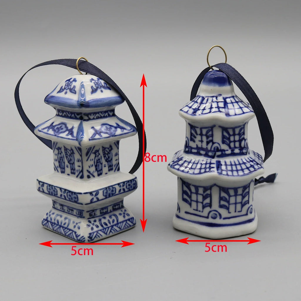 Set Of 6 Ceramic Hanging Ornaments