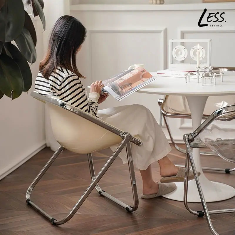 Modern Foldable Acrylic Leisure Chair - White