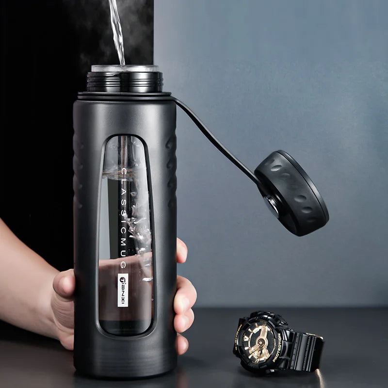 1000ML Heat-Resistant Glass Water Cup Black