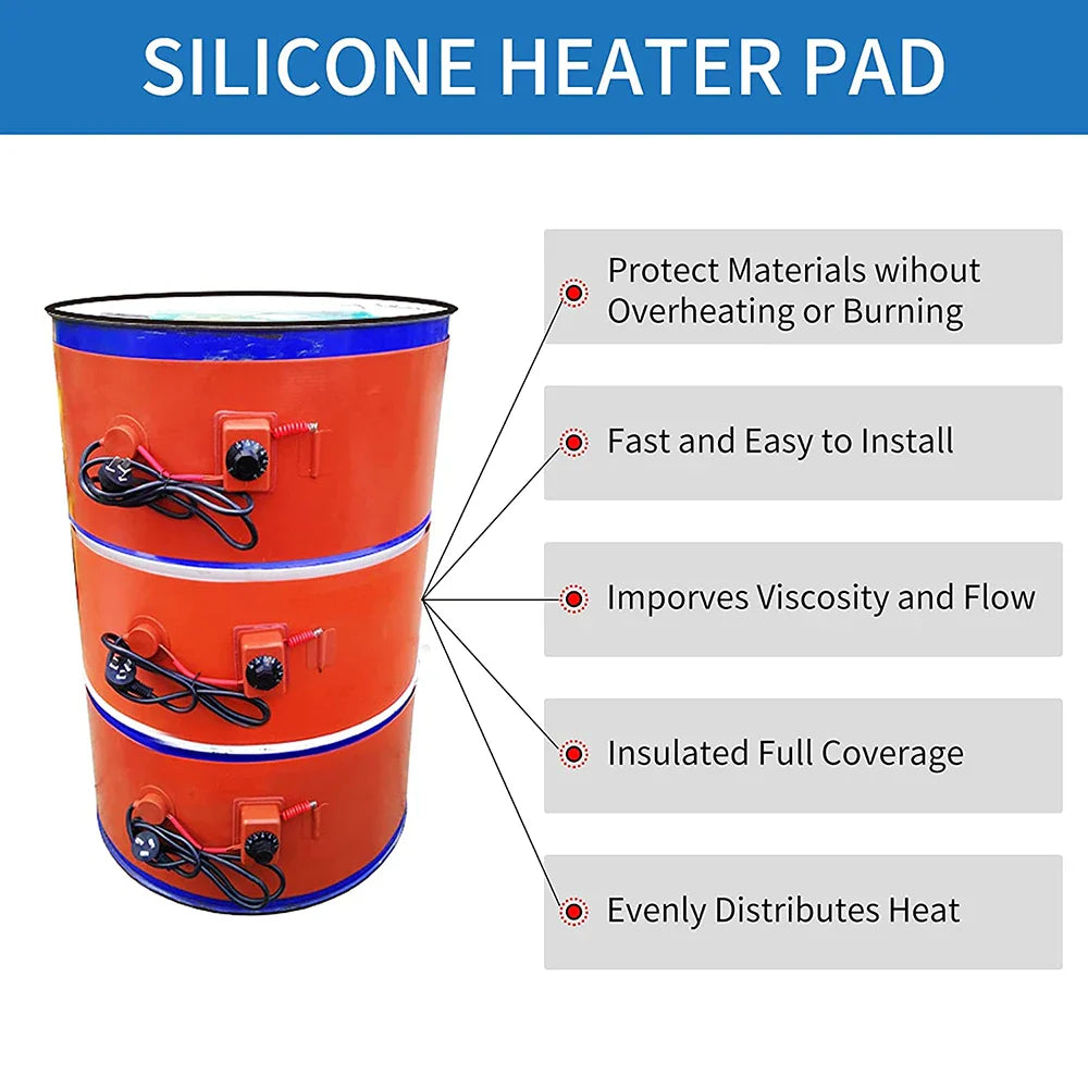 Silicone Rubber Heating Belt – Electric Drum & Tank Heater with Adjustable Thermostat