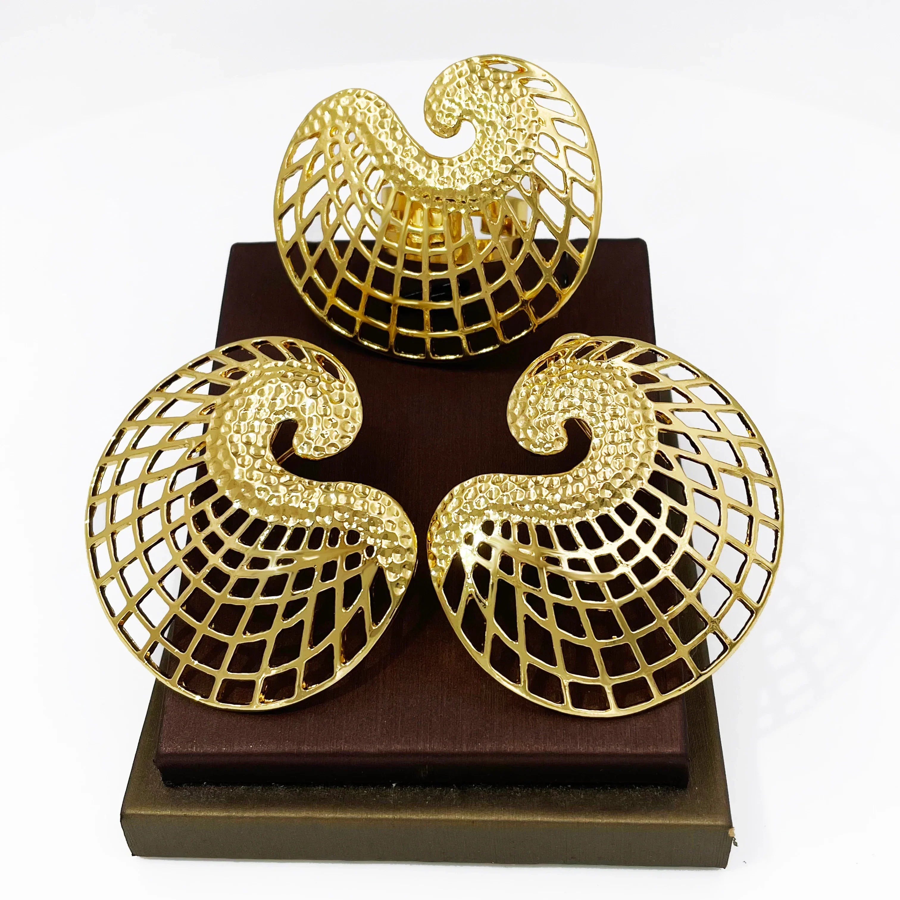 18K Gold Plated Earrings and Ring Set (Model 2)