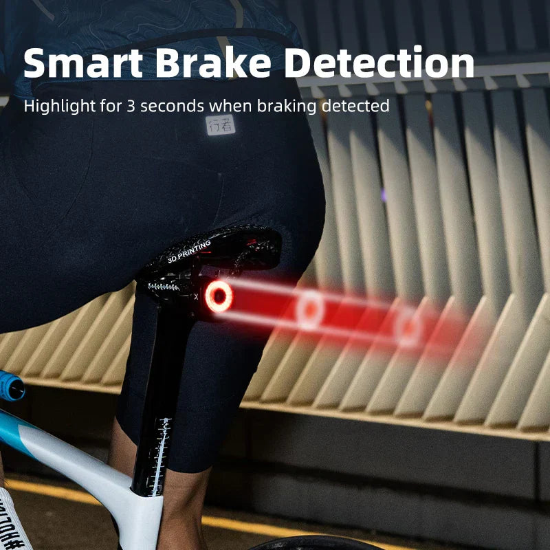 Tail Light Auto Brake Sensing Bicycle Rear Light Black