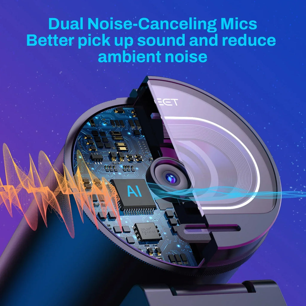 4K Webcam with Tripod Autofocus Streaming Black