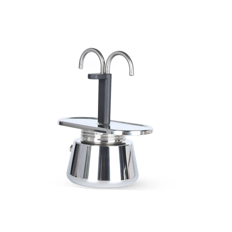 Mini Moka Pot 200ml Double-Tube Espresso Coffee Maker Silver
