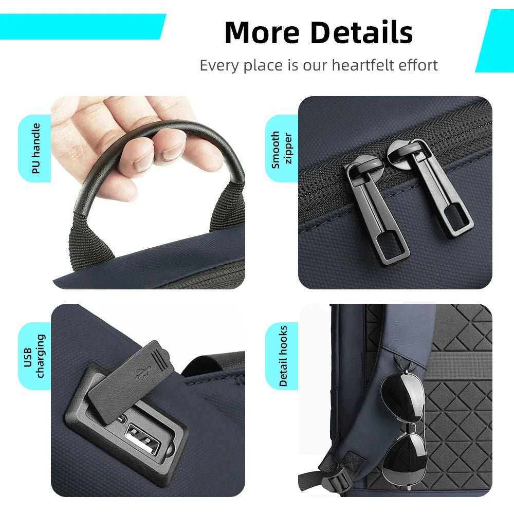 15.6 Laptop Backpack with Dual Charging Ports Blue