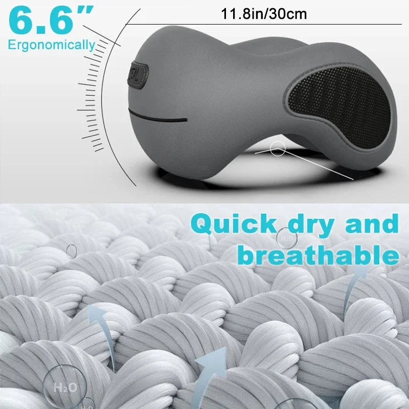 U-Shaped Memory Foam Neck Pillow Travel Support Dark Gray