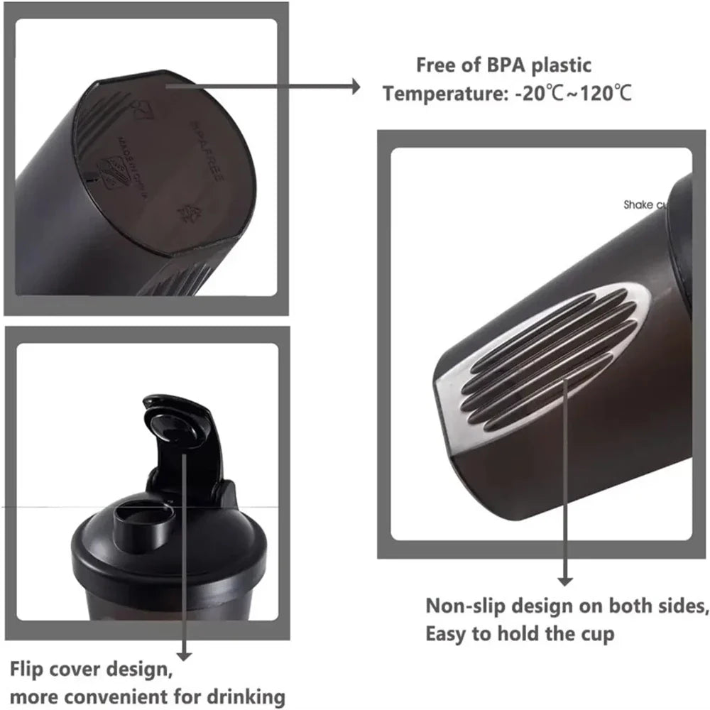 400ml Shaker Bottle with Mixing Ball Black