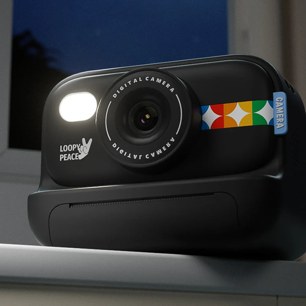 Color Instant Print Camera for Kids Black