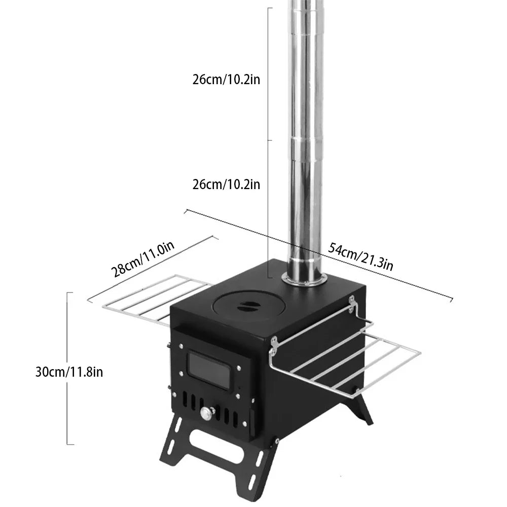 Foldable Stainless Steel Wood Burning Camping Stove with Viewing Window