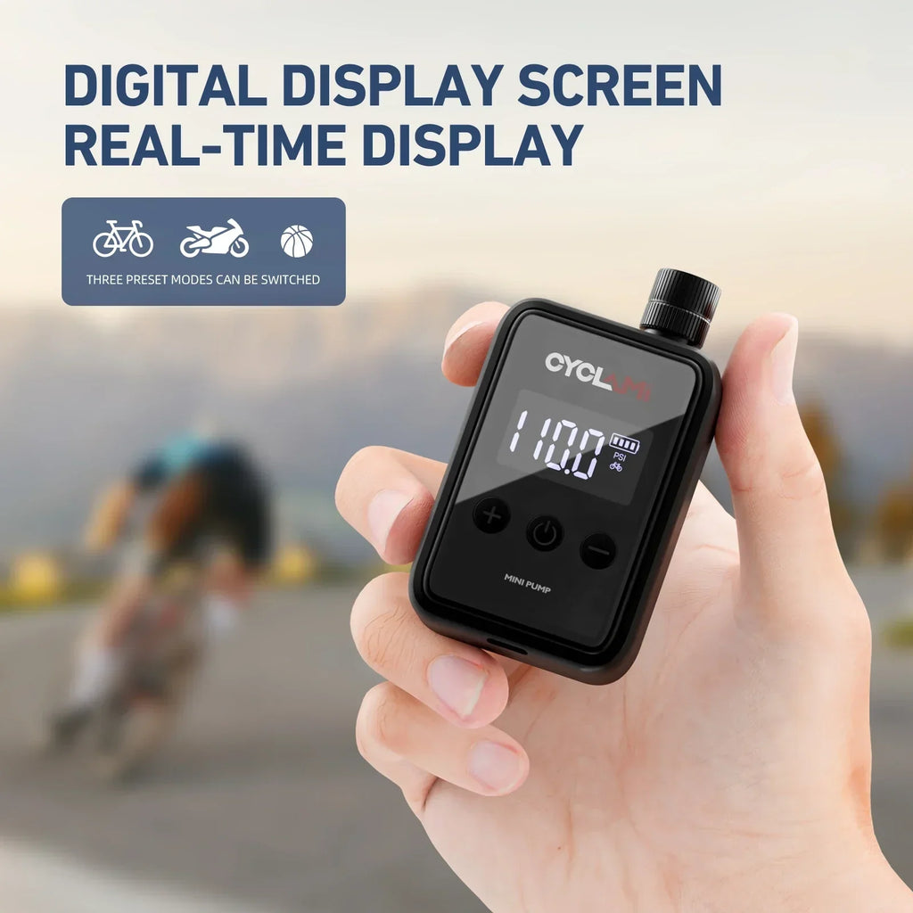 150PSI Mini Electric Bike Air Pump Portable Rechargeable Tire Inflator Black