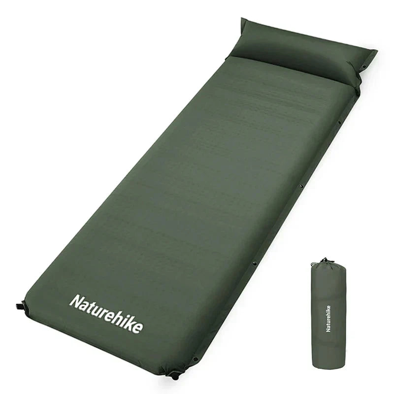 10cm Thick Self-Inflating Double Mattress with Pillow Green