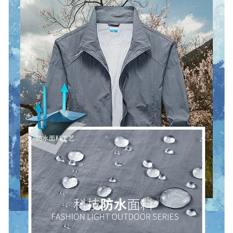 Men's Lightweight Windbreaker Jacket – UV Protection Outdoor Hooded Coat