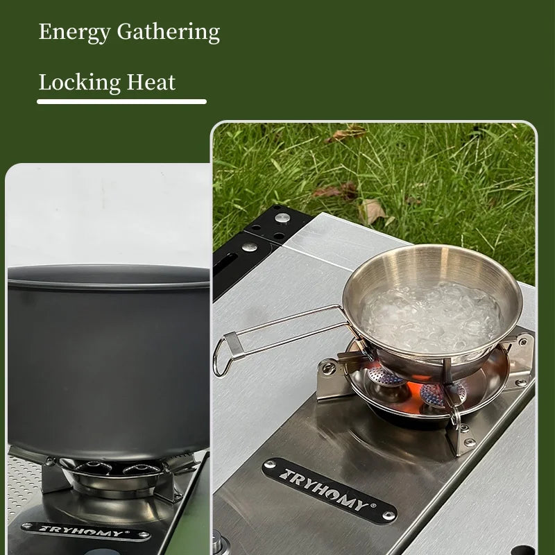 Camping Gas Stove High-Power Folding Stainless Steel Grill Burner Silver