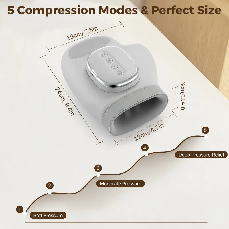 5-Level Electric Hand Massager with Hot Compress Grey